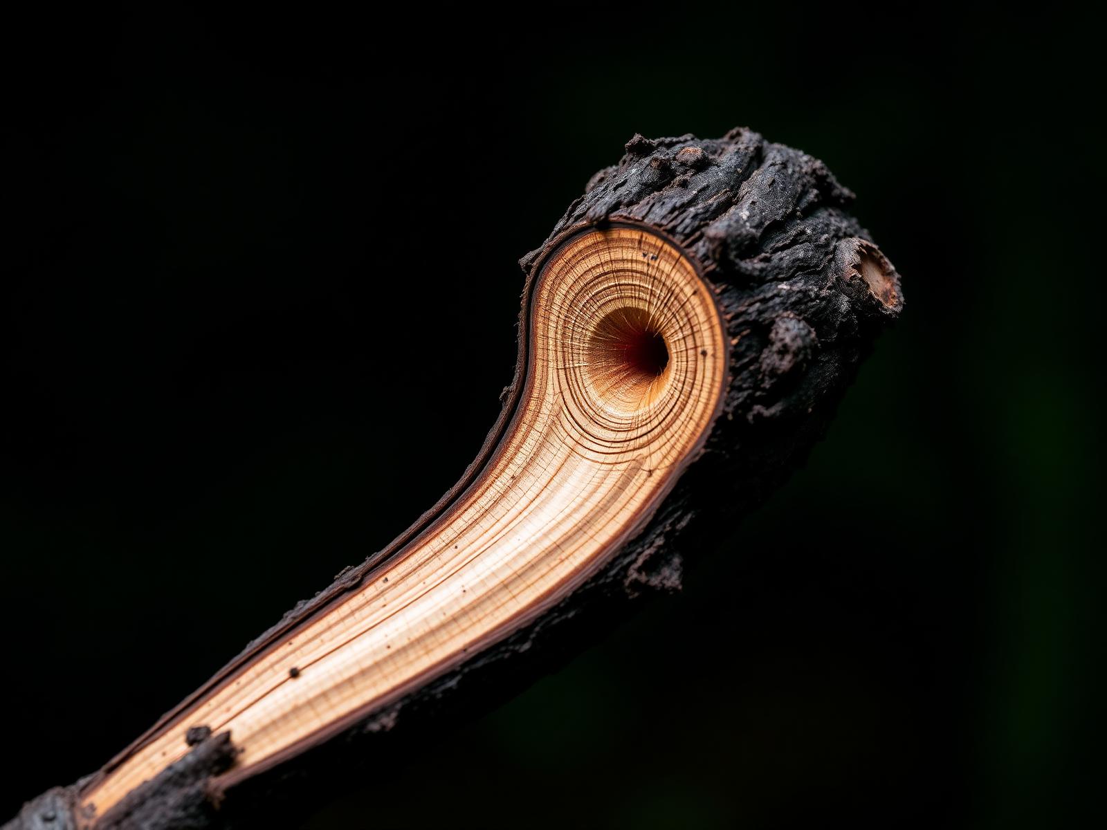Détail d'une coupe propre d'élagage